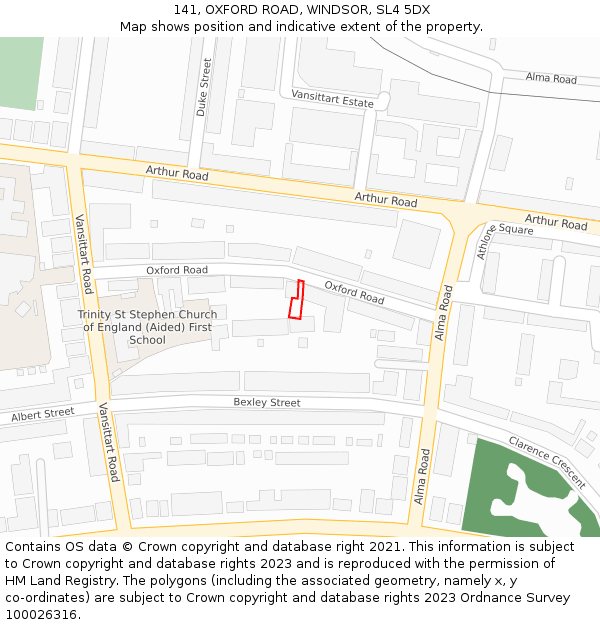 141, OXFORD ROAD, WINDSOR, SL4 5DX: Location map and indicative extent of plot