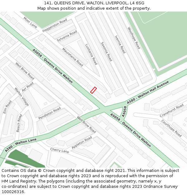 141, QUEENS DRIVE, WALTON, LIVERPOOL, L4 6SG: Location map and indicative extent of plot