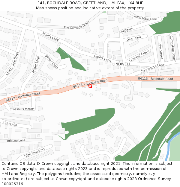 141, ROCHDALE ROAD, GREETLAND, HALIFAX, HX4 8HE: Location map and indicative extent of plot