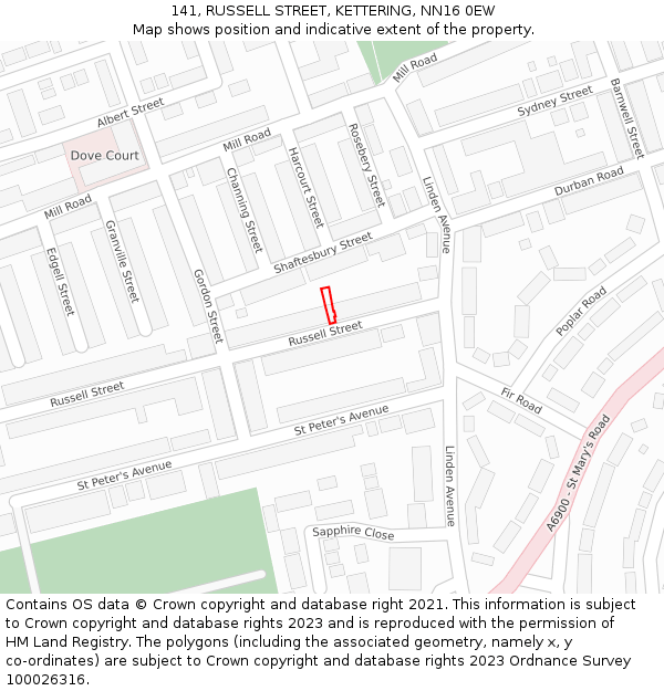 141, RUSSELL STREET, KETTERING, NN16 0EW: Location map and indicative extent of plot