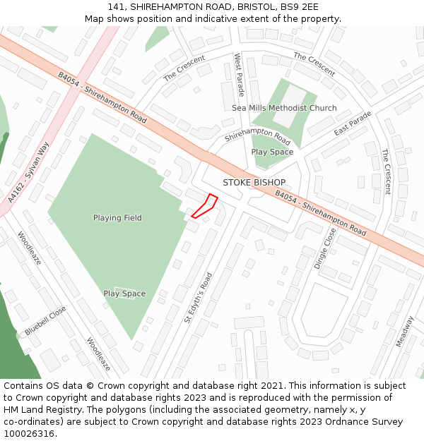 141, SHIREHAMPTON ROAD, BRISTOL, BS9 2EE: Location map and indicative extent of plot
