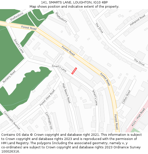 141, SMARTS LANE, LOUGHTON, IG10 4BP: Location map and indicative extent of plot