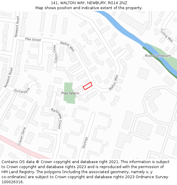 141, WALTON WAY, NEWBURY, RG14 2NZ: Location map and indicative extent of plot