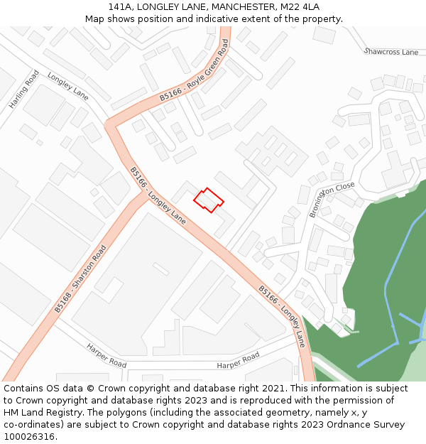 141A, LONGLEY LANE, MANCHESTER, M22 4LA: Location map and indicative extent of plot