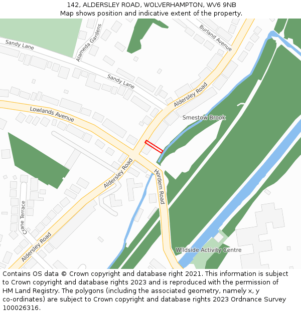 142, ALDERSLEY ROAD, WOLVERHAMPTON, WV6 9NB: Location map and indicative extent of plot