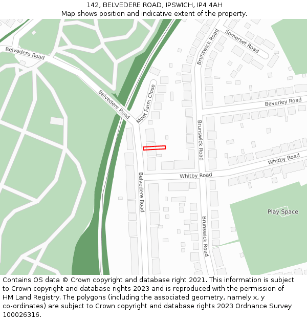 142, BELVEDERE ROAD, IPSWICH, IP4 4AH: Location map and indicative extent of plot
