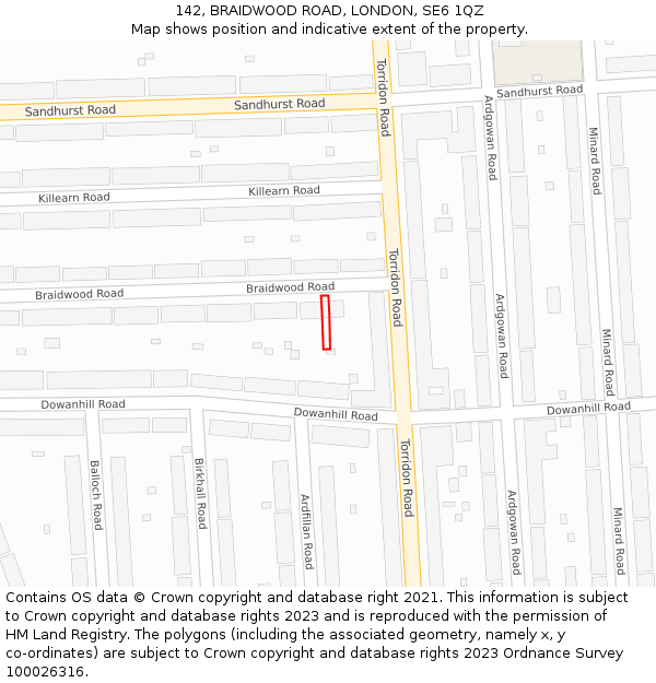 142, BRAIDWOOD ROAD, LONDON, SE6 1QZ: Location map and indicative extent of plot