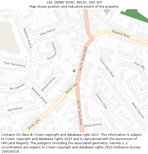 142, DERBY ROAD, RIPLEY, DE5 3HT: Location map and indicative extent of plot