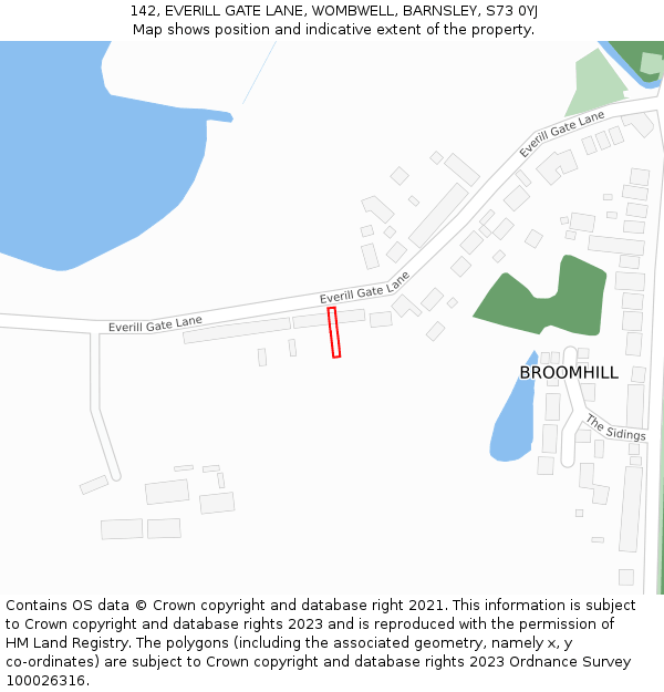 142, EVERILL GATE LANE, WOMBWELL, BARNSLEY, S73 0YJ: Location map and indicative extent of plot
