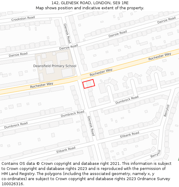 142, GLENESK ROAD, LONDON, SE9 1RE: Location map and indicative extent of plot