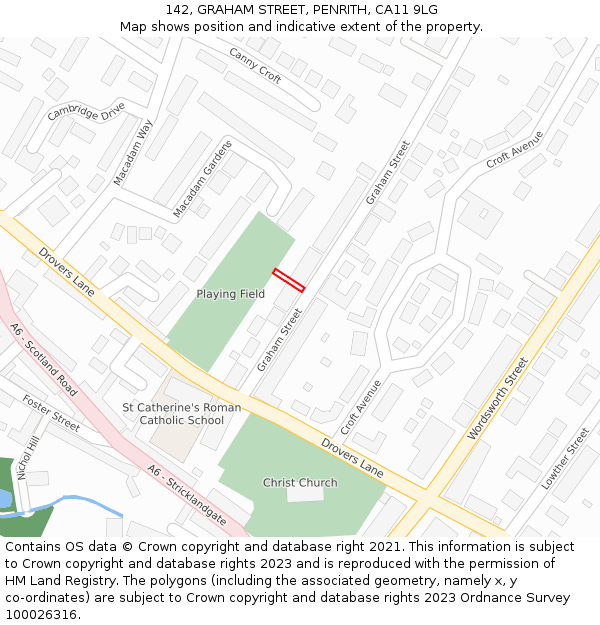 142, GRAHAM STREET, PENRITH, CA11 9LG: Location map and indicative extent of plot