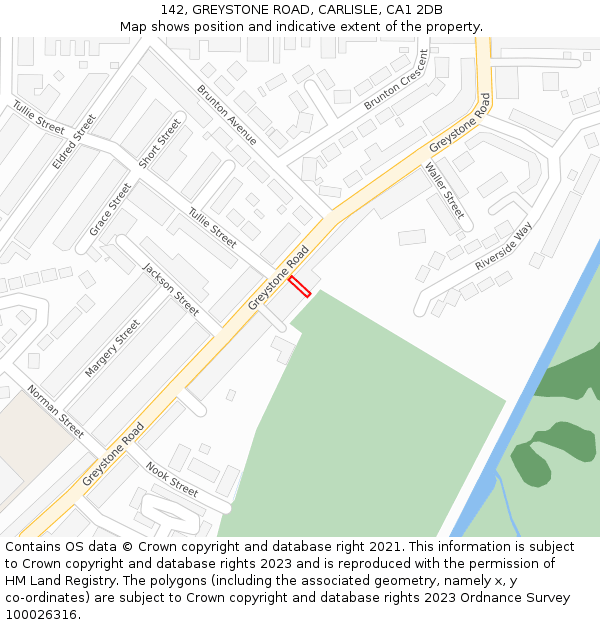 142, GREYSTONE ROAD, CARLISLE, CA1 2DB: Location map and indicative extent of plot
