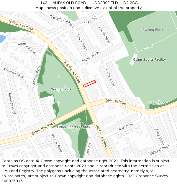142, HALIFAX OLD ROAD, HUDDERSFIELD, HD2 2SG: Location map and indicative extent of plot
