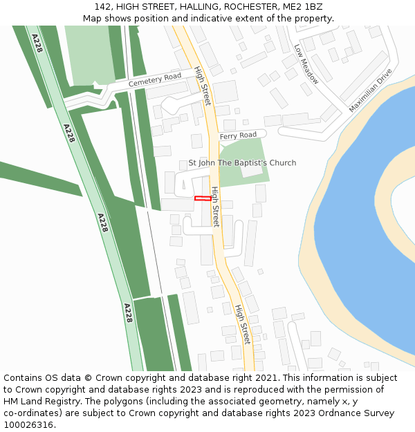 142, HIGH STREET, HALLING, ROCHESTER, ME2 1BZ: Location map and indicative extent of plot