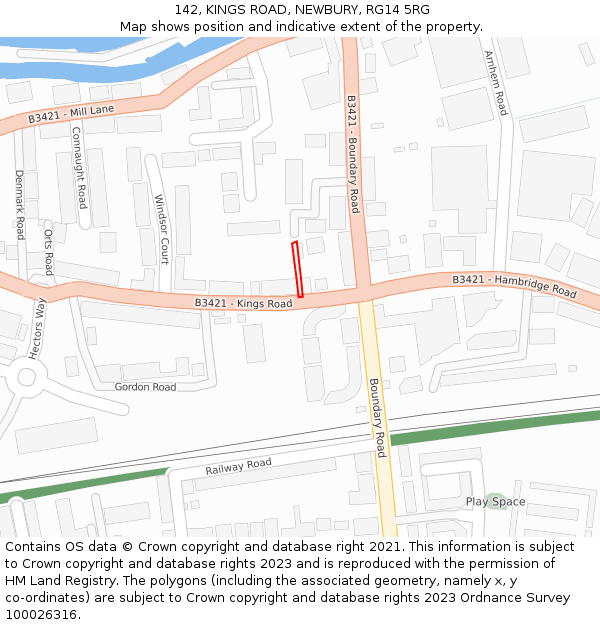142, KINGS ROAD, NEWBURY, RG14 5RG: Location map and indicative extent of plot