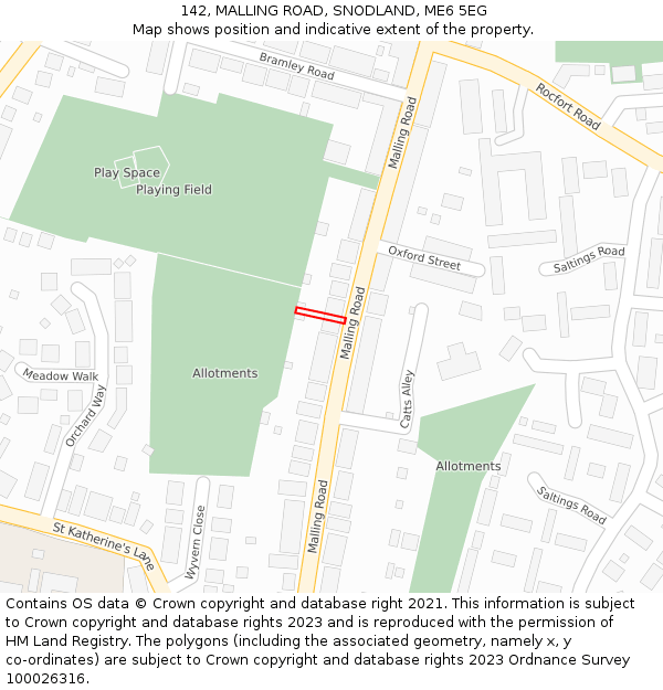 142, MALLING ROAD, SNODLAND, ME6 5EG: Location map and indicative extent of plot