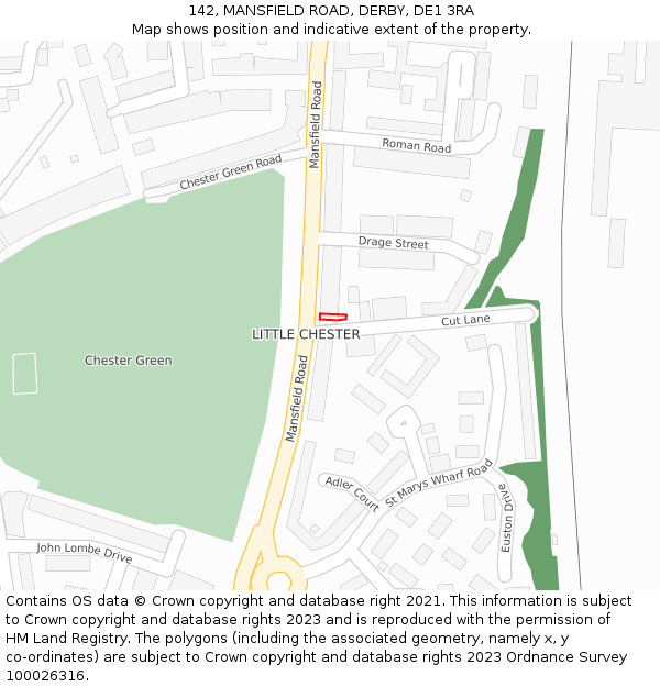 142, MANSFIELD ROAD, DERBY, DE1 3RA: Location map and indicative extent of plot