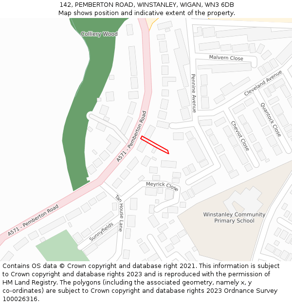 142, PEMBERTON ROAD, WINSTANLEY, WIGAN, WN3 6DB: Location map and indicative extent of plot