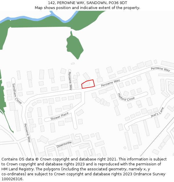 142, PEROWNE WAY, SANDOWN, PO36 9DT: Location map and indicative extent of plot