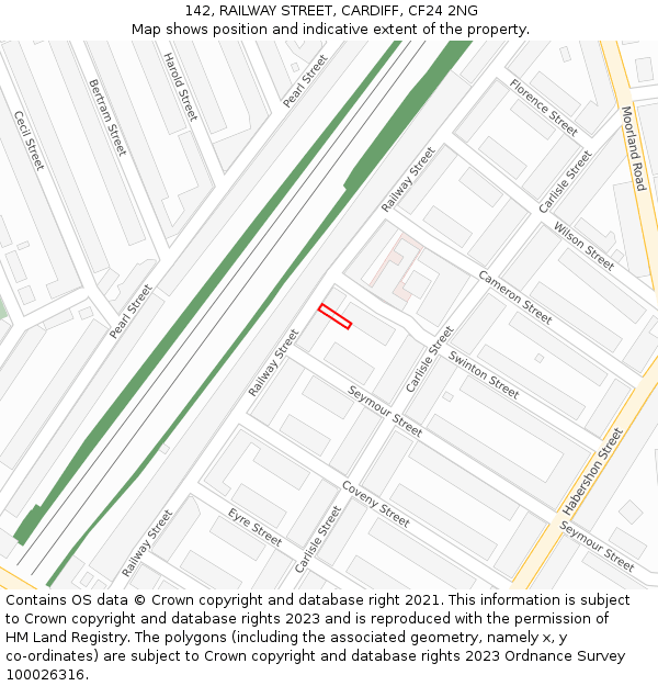 142, RAILWAY STREET, CARDIFF, CF24 2NG: Location map and indicative extent of plot