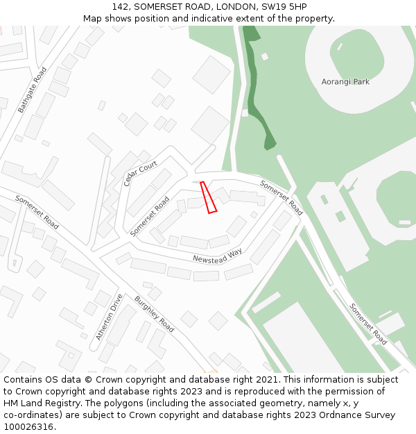 142, SOMERSET ROAD, LONDON, SW19 5HP: Location map and indicative extent of plot