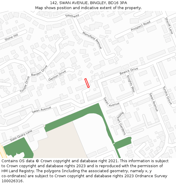 142, SWAN AVENUE, BINGLEY, BD16 3PA: Location map and indicative extent of plot