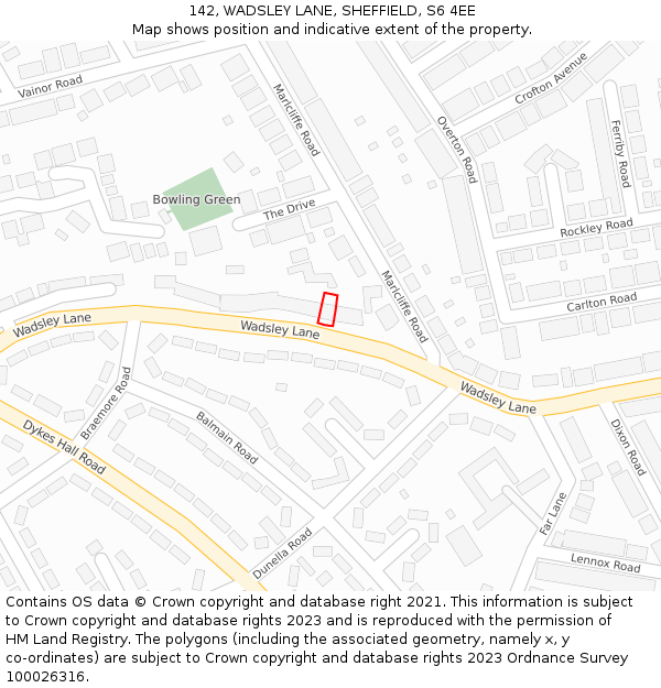 142, WADSLEY LANE, SHEFFIELD, S6 4EE: Location map and indicative extent of plot