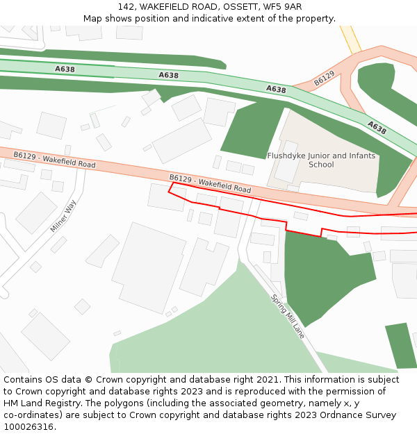 142, WAKEFIELD ROAD, OSSETT, WF5 9AR: Location map and indicative extent of plot