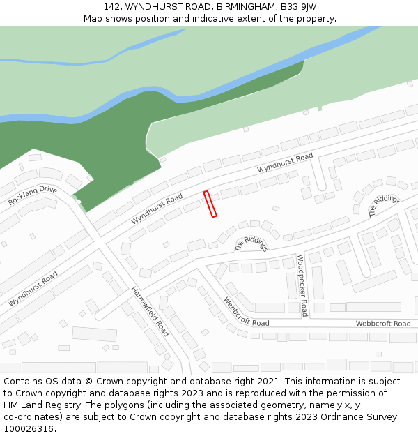 142, WYNDHURST ROAD, BIRMINGHAM, B33 9JW: Location map and indicative extent of plot