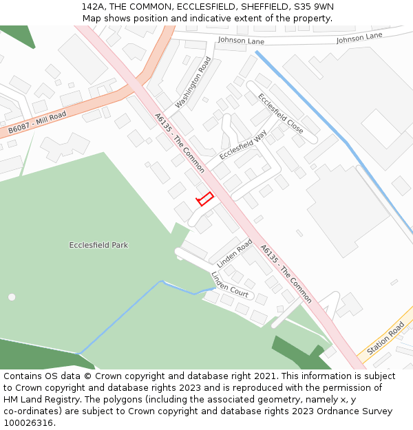142A, THE COMMON, ECCLESFIELD, SHEFFIELD, S35 9WN: Location map and indicative extent of plot