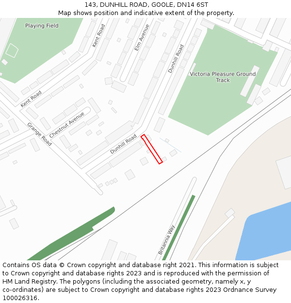 143, DUNHILL ROAD, GOOLE, DN14 6ST: Location map and indicative extent of plot