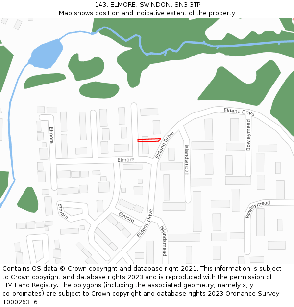 143, ELMORE, SWINDON, SN3 3TP: Location map and indicative extent of plot