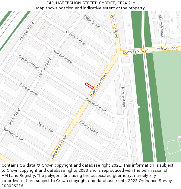 143, HABERSHON STREET, CARDIFF, CF24 2LA: Location map and indicative extent of plot