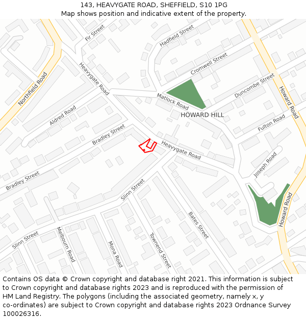 143, HEAVYGATE ROAD, SHEFFIELD, S10 1PG: Location map and indicative extent of plot