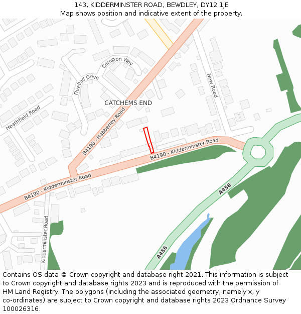 143, KIDDERMINSTER ROAD, BEWDLEY, DY12 1JE: Location map and indicative extent of plot