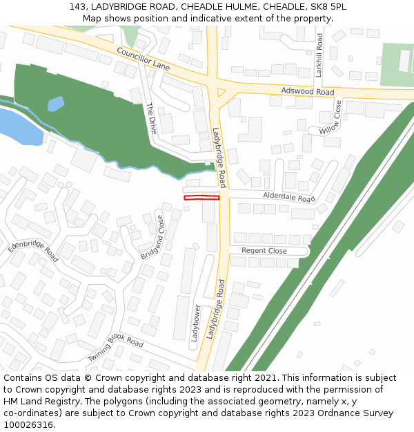 143, LADYBRIDGE ROAD, CHEADLE HULME, CHEADLE, SK8 5PL: Location map and indicative extent of plot