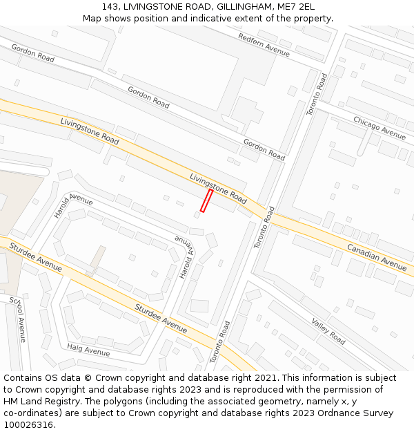 143, LIVINGSTONE ROAD, GILLINGHAM, ME7 2EL: Location map and indicative extent of plot