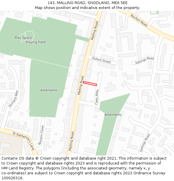 143, MALLING ROAD, SNODLAND, ME6 5EE: Location map and indicative extent of plot