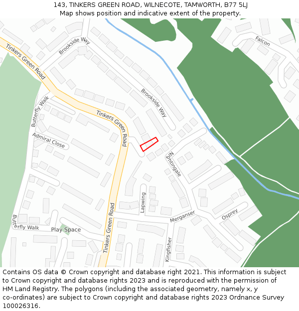 143, TINKERS GREEN ROAD, WILNECOTE, TAMWORTH, B77 5LJ: Location map and indicative extent of plot