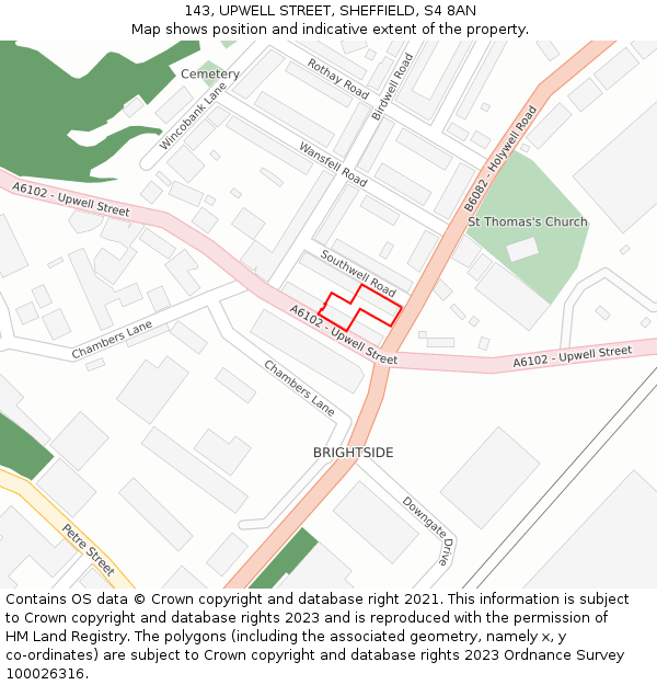 143, UPWELL STREET, SHEFFIELD, S4 8AN: Location map and indicative extent of plot