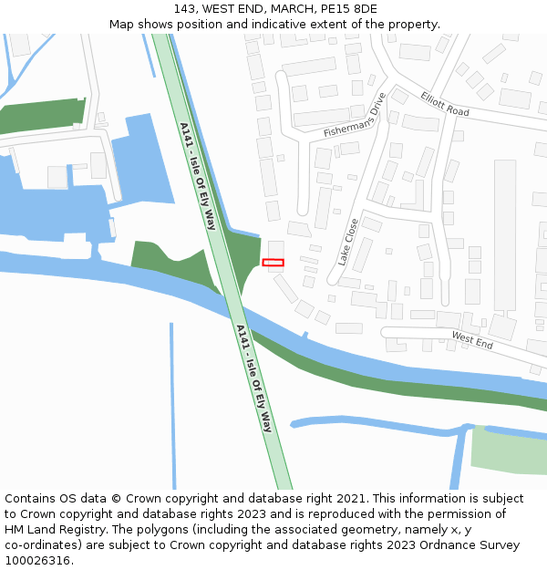 143, WEST END, MARCH, PE15 8DE: Location map and indicative extent of plot