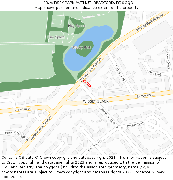 143, WIBSEY PARK AVENUE, BRADFORD, BD6 3QD: Location map and indicative extent of plot