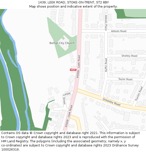 1439, LEEK ROAD, STOKE-ON-TRENT, ST2 8BY: Location map and indicative extent of plot