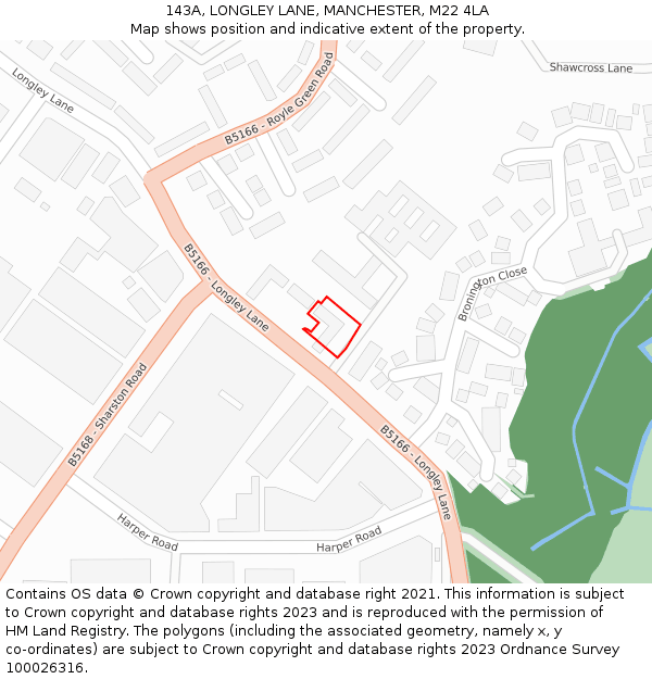 143A, LONGLEY LANE, MANCHESTER, M22 4LA: Location map and indicative extent of plot