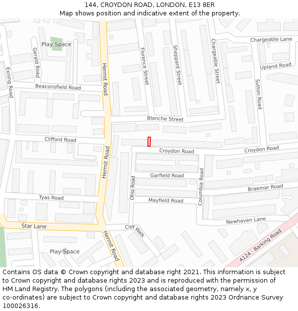 144, CROYDON ROAD, LONDON, E13 8ER: Location map and indicative extent of plot