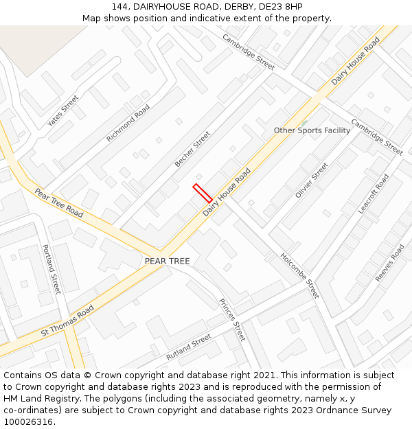 144, DAIRYHOUSE ROAD, DERBY, DE23 8HP: Location map and indicative extent of plot