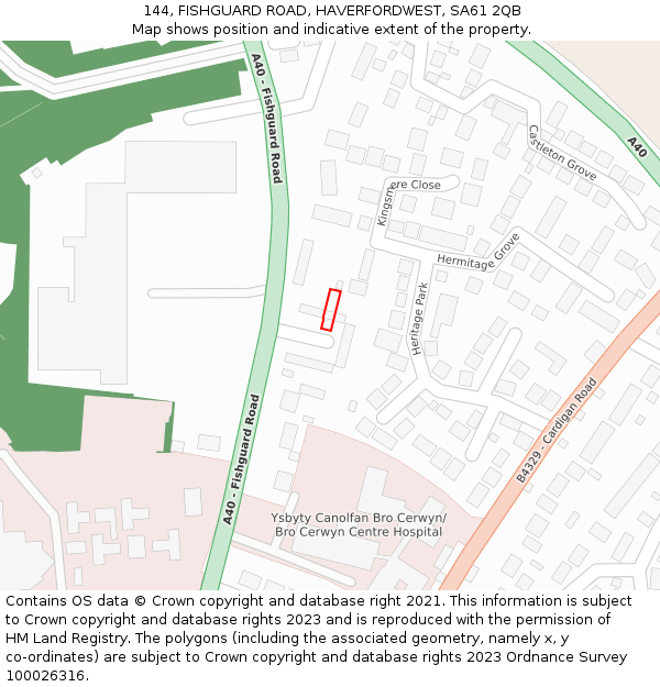 144, FISHGUARD ROAD, HAVERFORDWEST, SA61 2QB: Location map and indicative extent of plot