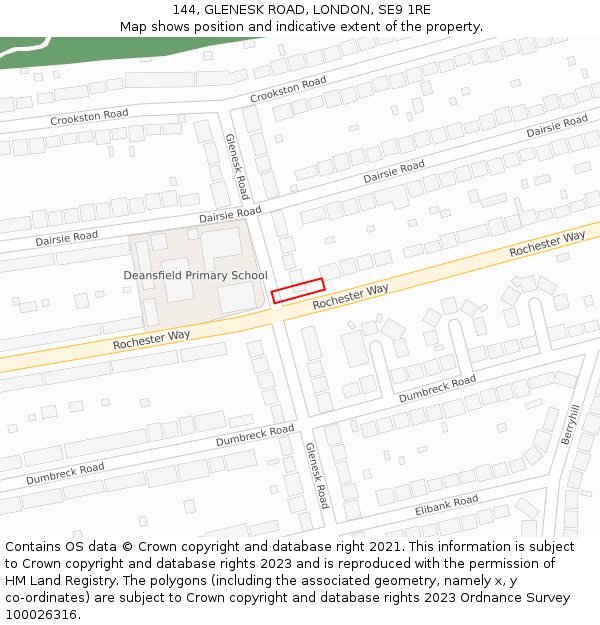 144, GLENESK ROAD, LONDON, SE9 1RE: Location map and indicative extent of plot