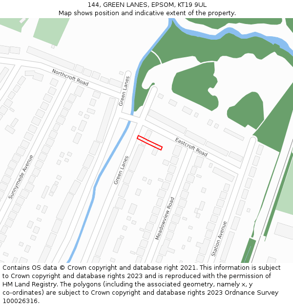 144, GREEN LANES, EPSOM, KT19 9UL: Location map and indicative extent of plot