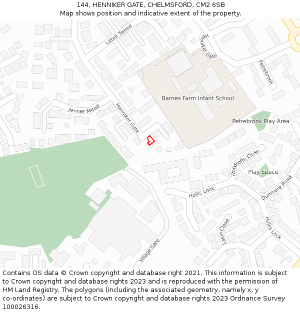 144, HENNIKER GATE, CHELMSFORD, CM2 6SB: Location map and indicative extent of plot